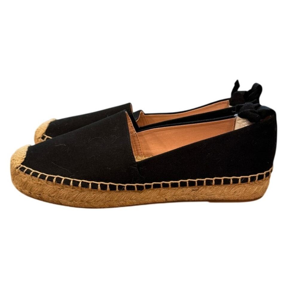 J.Crew Lace-Up Espadrille Flats Navy Canvas Ribbon Tie Size 8.5 NWOT Summer - Picture 8 of 12